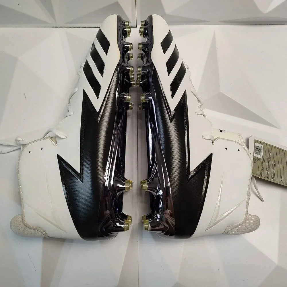 Adidas Mens Football Cleats 17 White Black Shoe Lacrosse High Molded Athletic - Picture 6 of 11